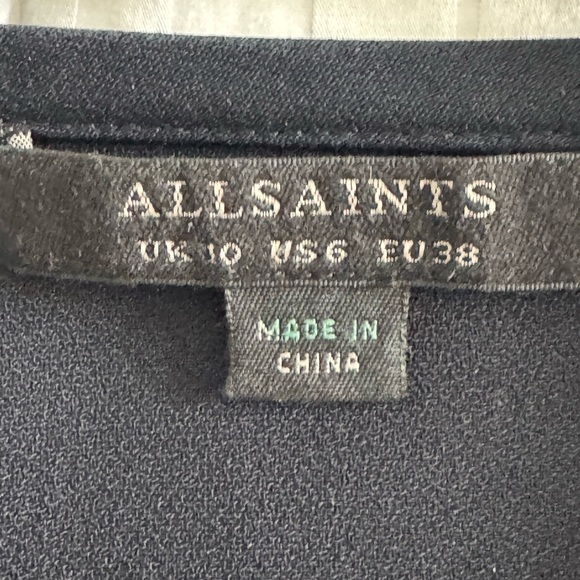 All Saints Navy Blur Sleeveless Mini Dress - Size 6 - Picture 7 of 7